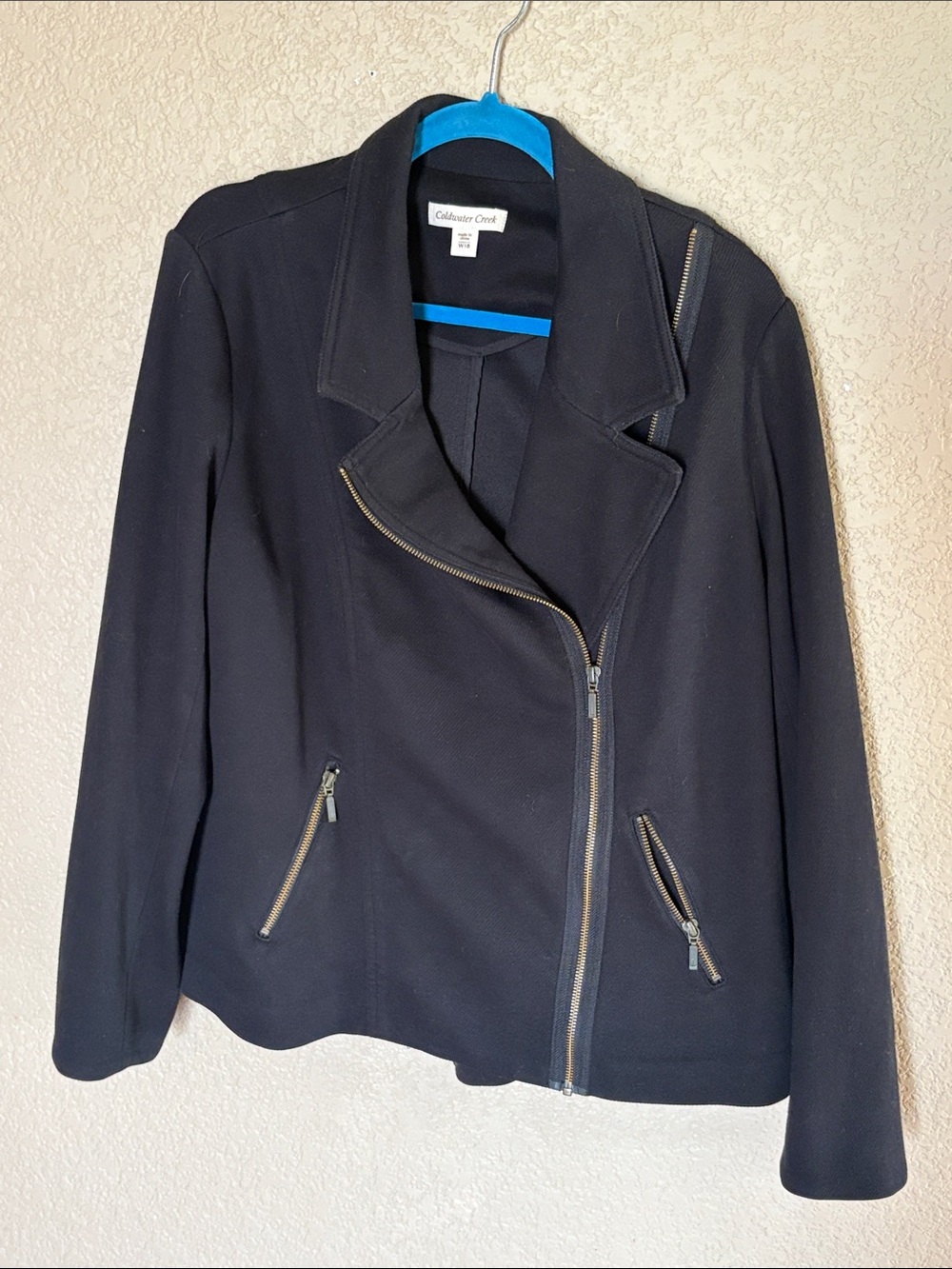 Coldwater Creek Black Moto-Style Zip Blazer